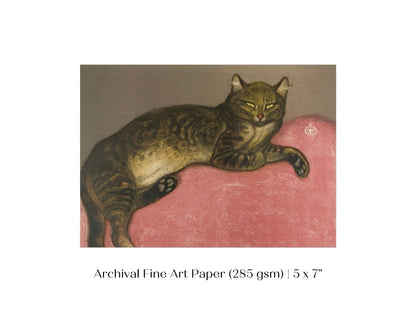 Cat on a Cushion | P330 - Single Art Prints - Piccolo Fiore Prints