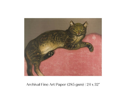 Cat on a Cushion | P330 - Single Art Prints - Piccolo Fiore Prints