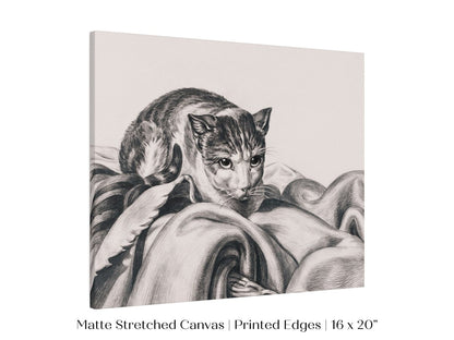 Cat Sitting in a Basket Sketch | P214 - Single Art Prints - Piccolo Fiore Prints