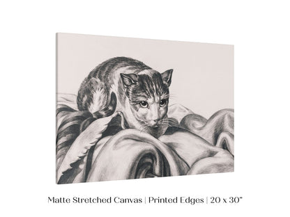 Cat Sitting in a Basket Sketch | P214 - Single Art Prints - Piccolo Fiore Prints