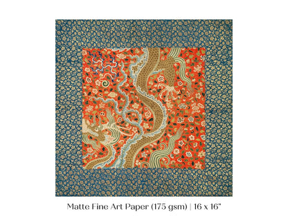 Chinese Dragon | Textile Art Print | P303 - Single Square Art Prints - Piccolo Fiore Prints