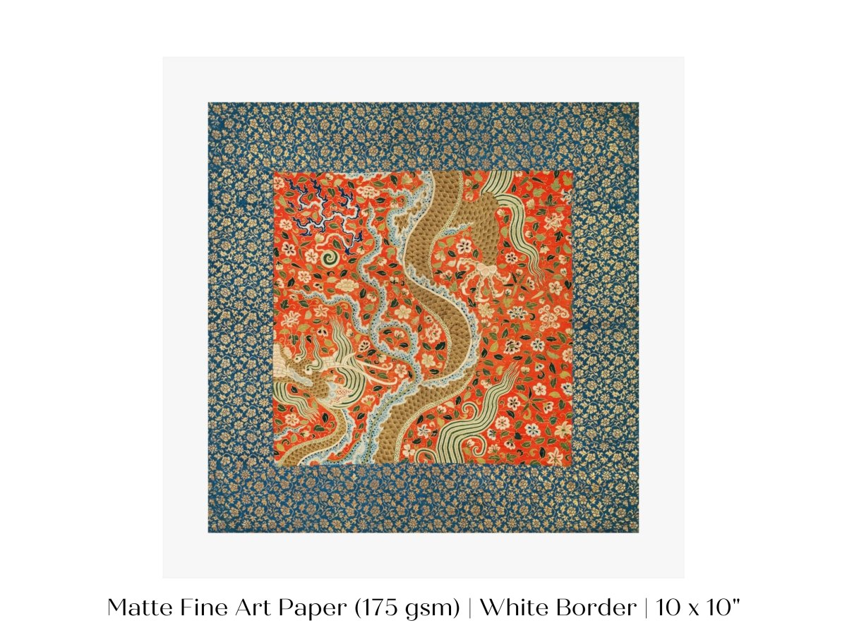 Chinese Dragon | Textile Art Print | P303 - Single Square Art Prints - Piccolo Fiore Prints