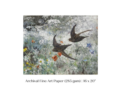 Common Swifts and Wildflowers | P442 - Single Art Prints - Piccolo Fiore Prints
