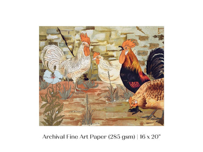 Coqs et Poules | P247 - Single Art Prints - Piccolo Fiore Prints