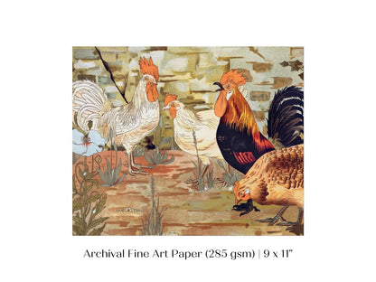 Coqs et Poules | P247 - Single Art Prints - Piccolo Fiore Prints