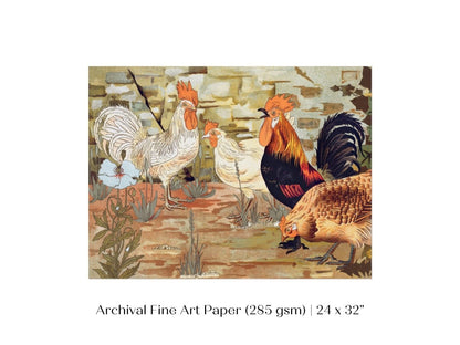 Coqs et Poules | P247 - Single Art Prints - Piccolo Fiore Prints