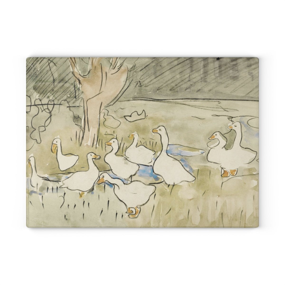 Country Ducks | Glass Chopping Board - Glass Chopping Board - Piccolo Fiore Prints