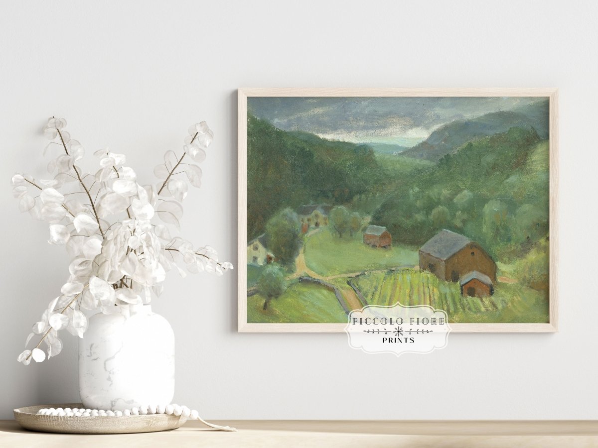 Country Farmhouse Landscape | P193 - Single Art Prints - Piccolo Fiore Prints