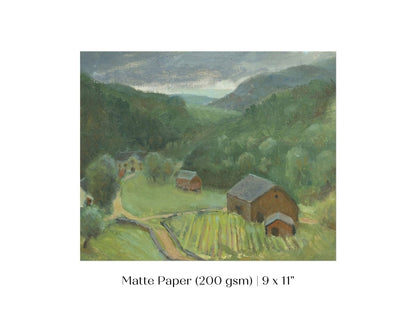 Country Farmhouse Landscape | P193 - Single Art Prints - Piccolo Fiore Prints
