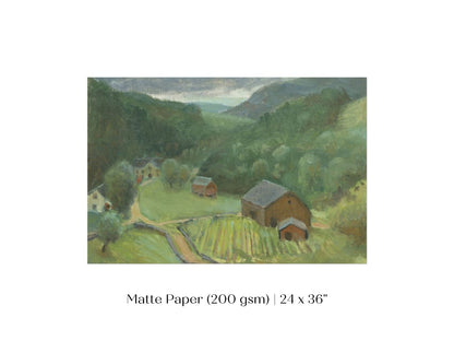 Country Farmhouse Landscape | P193 - Single Art Prints - Piccolo Fiore Prints