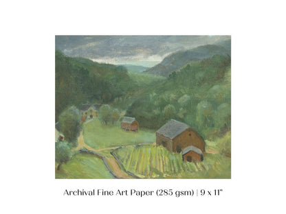Country Farmhouse Landscape | P193 - Single Art Prints - Piccolo Fiore Prints