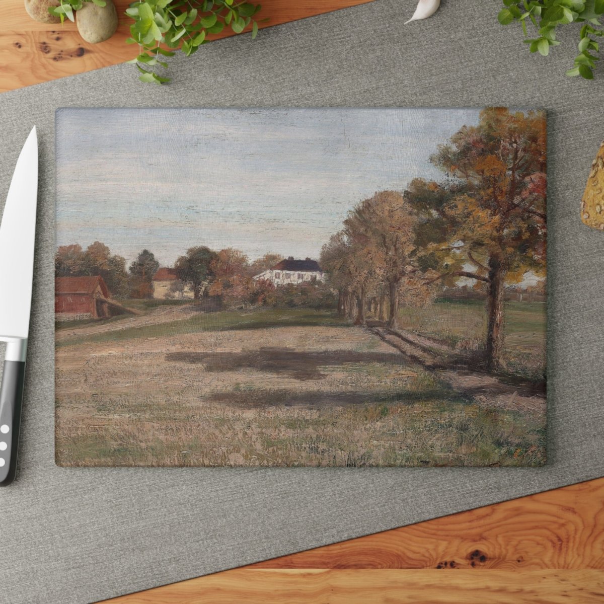 Country Manor House | Glass Chopping Board - Glass Chopping Board - Piccolo Fiore Prints