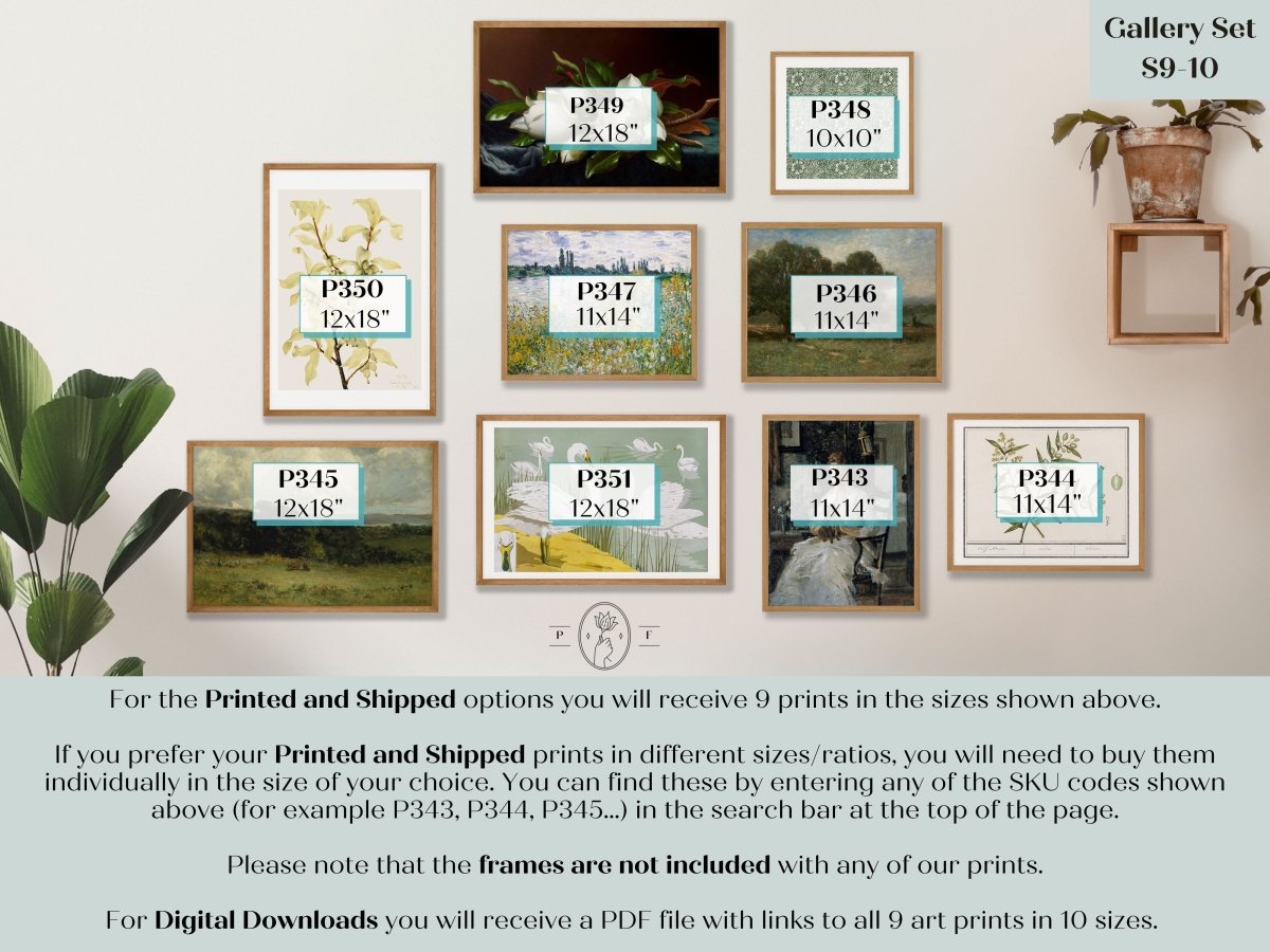 Country Sage Green | Gallery Wall Set | 9 Prints | S9 - 10 - Gallery Wall Set - Piccolo Fiore Prints