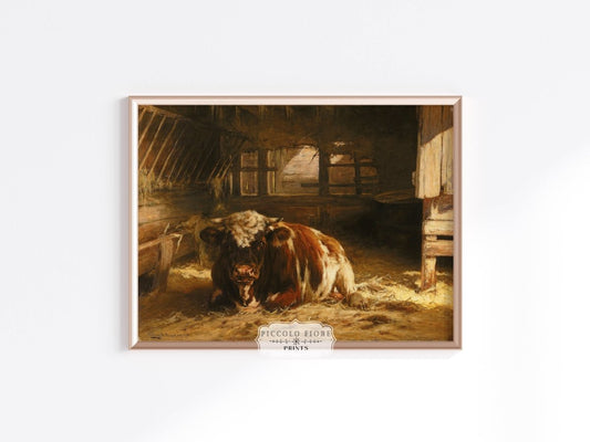 Cow in a Barn | P252 - Single Art Prints - Piccolo Fiore Prints