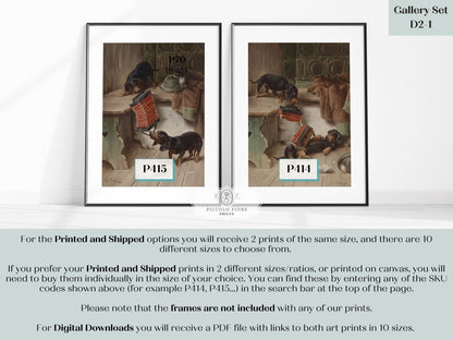 Dachshunds and Concertina | 2 Prints | D2 - 1 - Gallery Wall Set - Piccolo Fiore Prints