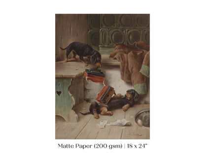 Dachshunds and Concertina | P414 - Single Art Prints - Piccolo Fiore Prints