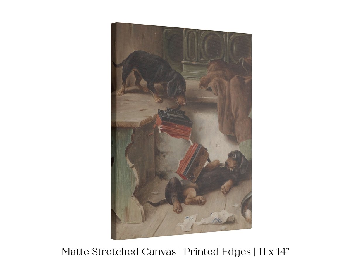 Dachshunds and Concertina | P414 - Single Art Prints - Piccolo Fiore Prints