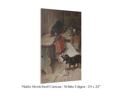 Dachshunds and Concertina | P415 - Single Art Prints - Piccolo Fiore Prints