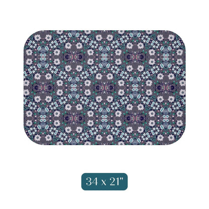Dark Grey Retro Folk Floral Damask | Bath Mat - Bath Mat - Piccolo Fiore Prints