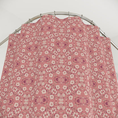 Dark Grey Retro Folk Floral Damask Shower Curtain | White, Teal and Purple Flowers - Shower Curtain - Piccolo Fiore Prints