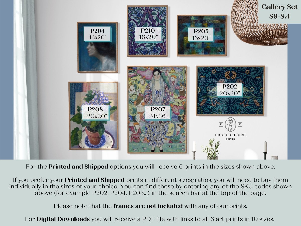 Dark Navy Blue & Green | Gallery Wall Set | 6 Prints | S9 - 8.4 - Gallery Wall Set - Piccolo Fiore Prints