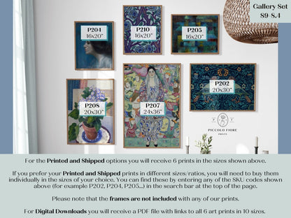 Dark Navy Blue & Green | Gallery Wall Set | 6 Prints | S9 - 8.4 - Gallery Wall Set - Piccolo Fiore Prints
