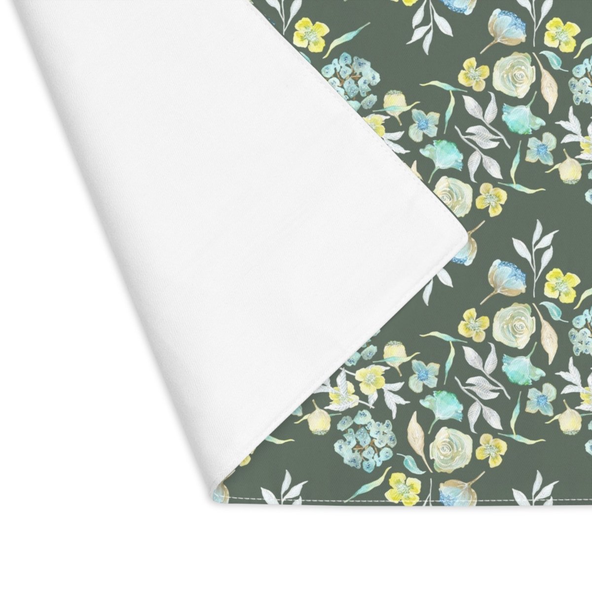 Ditsy Floral Zig - Zag in Dark Khaki | Placemat - Cotton Twill Placemat - Piccolo Fiore Prints