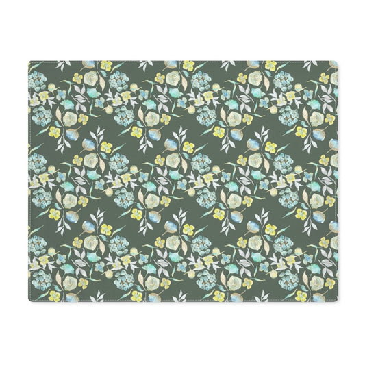 Ditsy Floral Zig - Zag in Dark Khaki | Placemat - Cotton Twill Placemat - Piccolo Fiore Prints