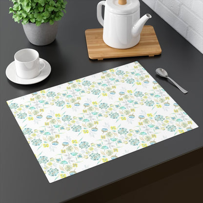 Ditsy Floral Zig - Zag in White | Placemat - Cotton Twill Placemat - Piccolo Fiore Prints