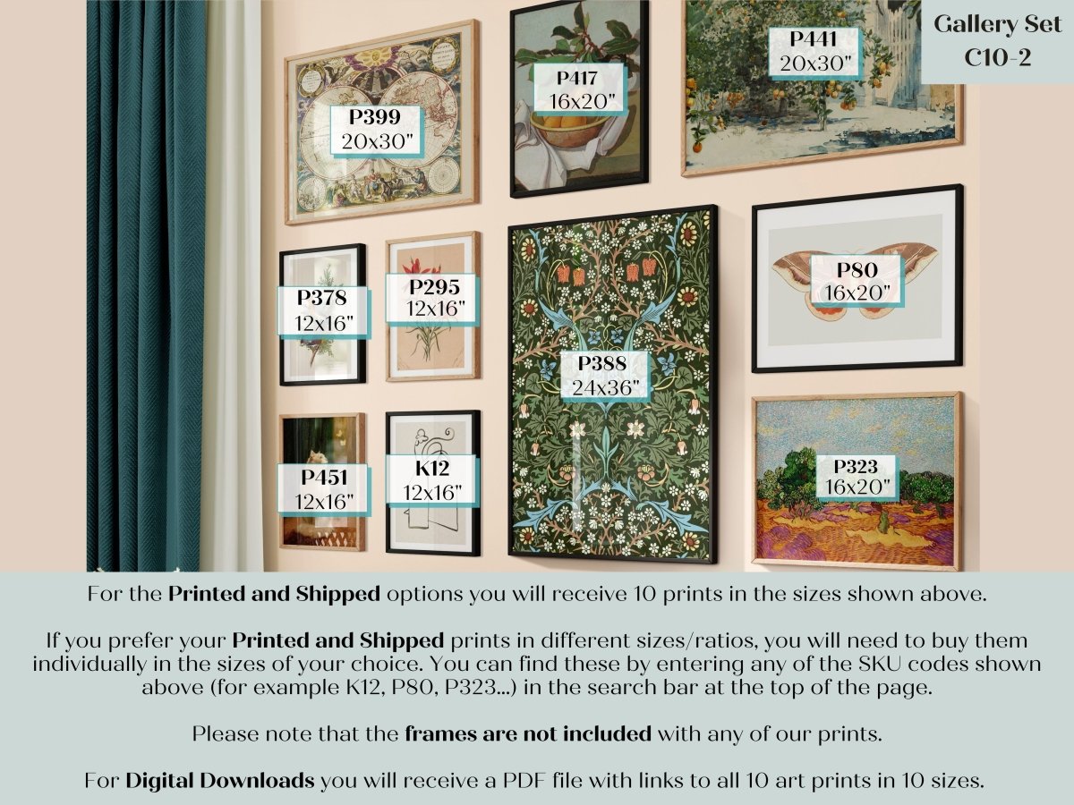 Eclectic Blue, Green and Terracotta | Gallery Wall Set | 10 Prints