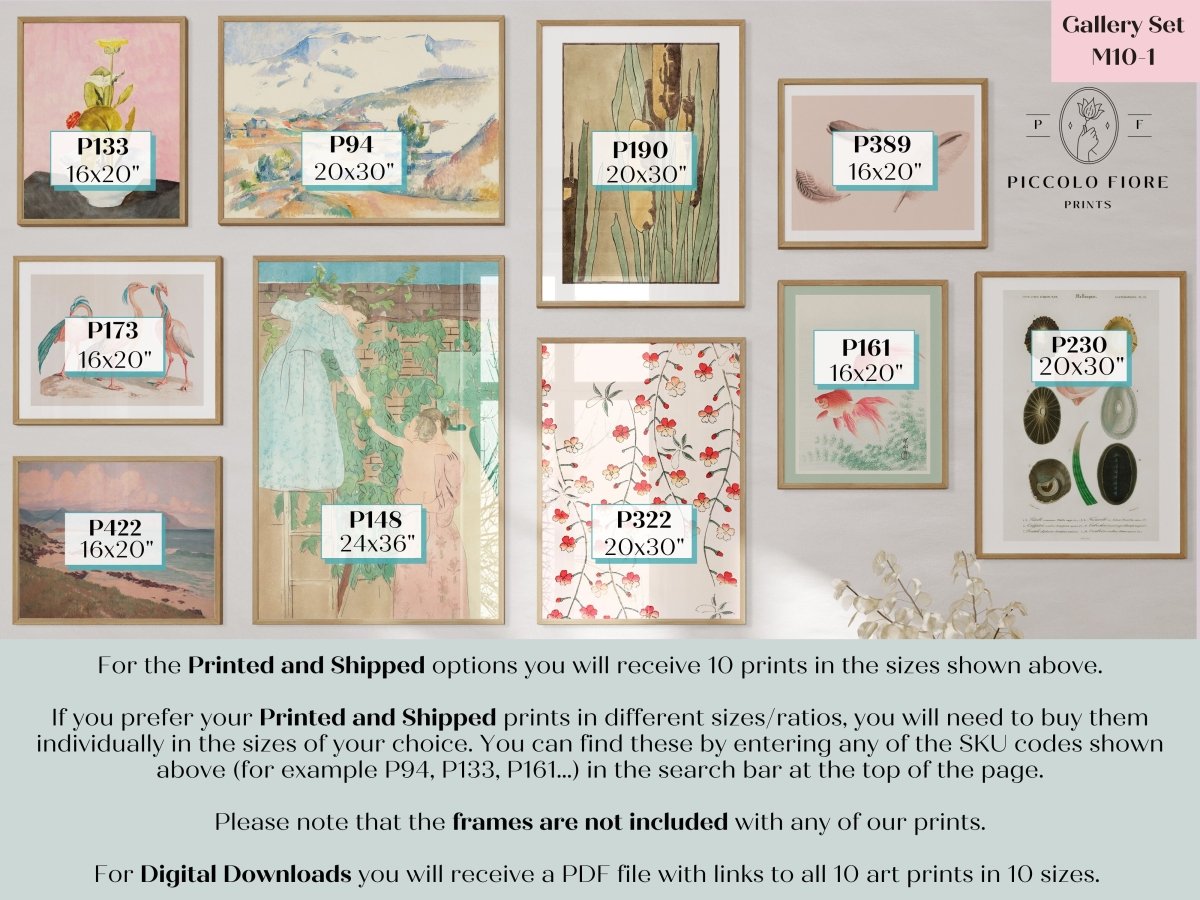 Eclectic Pastel Pink | Gallery Wall Set | 10 Prints | M10 - 1 - Gallery Wall Set - Piccolo Fiore Prints