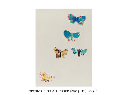 Five Butterflies | P33 - Single Art Prints - Piccolo Fiore Prints