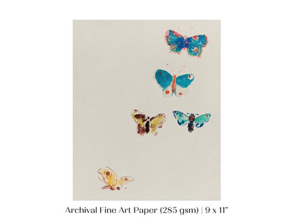 Five Butterflies | P33 - Single Art Prints - Piccolo Fiore Prints