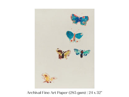 Five Butterflies | P33 - Single Art Prints - Piccolo Fiore Prints