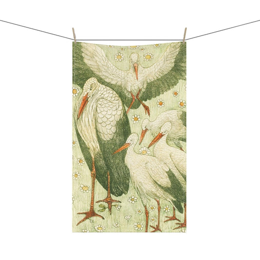 Five Storks in a Meadow | Tea Towel - Tea Towel - Piccolo Fiore Prints