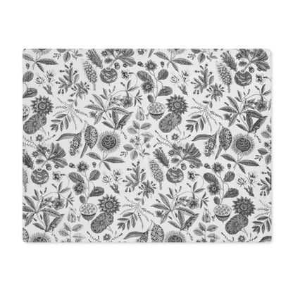 Flora in Black and White | Placemat - Cotton Twill Placemat - Piccolo Fiore Prints