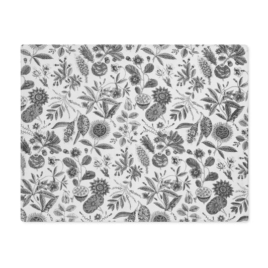 Flora in Black and White | Placemat - Cotton Twill Placemat - Piccolo Fiore Prints