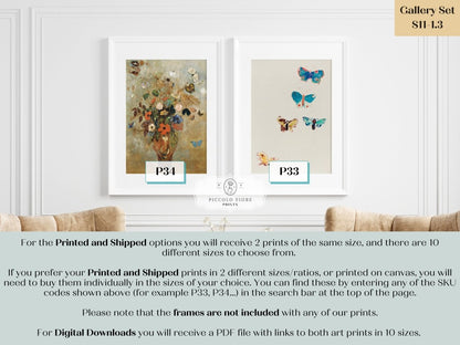 Flowers and Butterflies | Gallery Wall Set | 2 Prints | S11 - 1.3 - Gallery Wall Set - Piccolo Fiore Prints