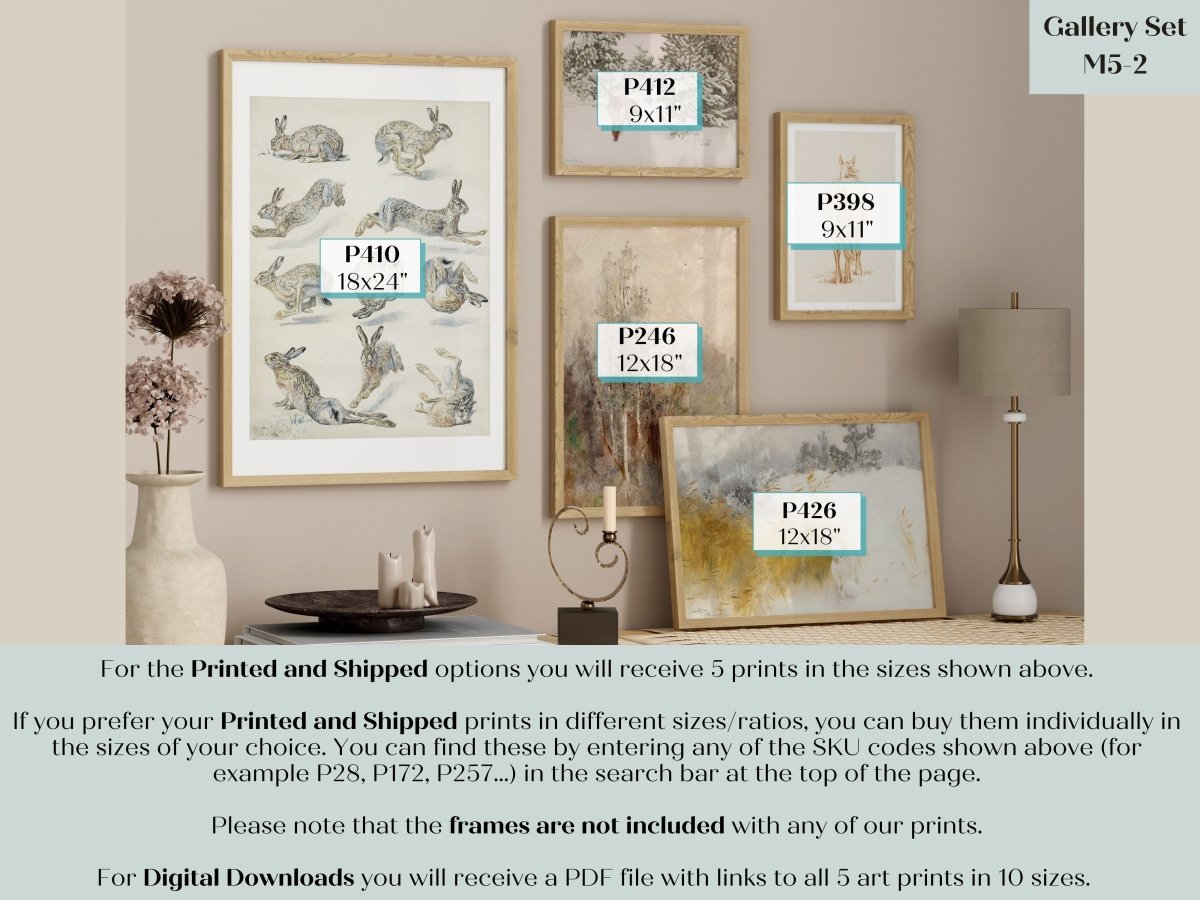 Fox, Hare & Horse | Gallery Wall Set | 5 Prints | M5 - 2 - Gallery Wall Set - Piccolo Fiore Prints