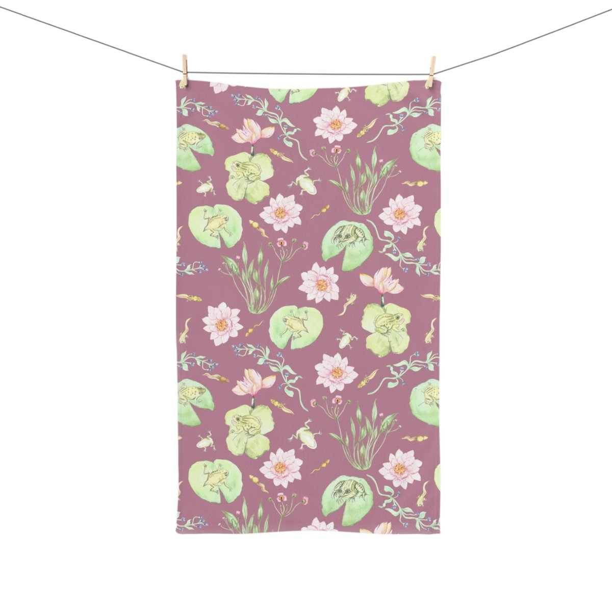 Frog Pond Evolution in Dusky Pink | Hand Towel - Hand Towel - Piccolo Fiore Prints