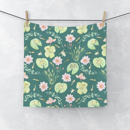 Frog Pond Evolution in Green | Face Towel - Face Towel - Piccolo Fiore Prints