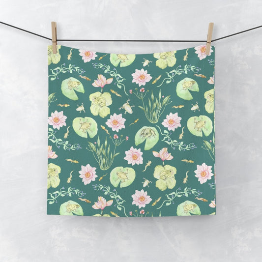 Frog Pond Evolution in Green | Face Towel - Face Towel - Piccolo Fiore Prints
