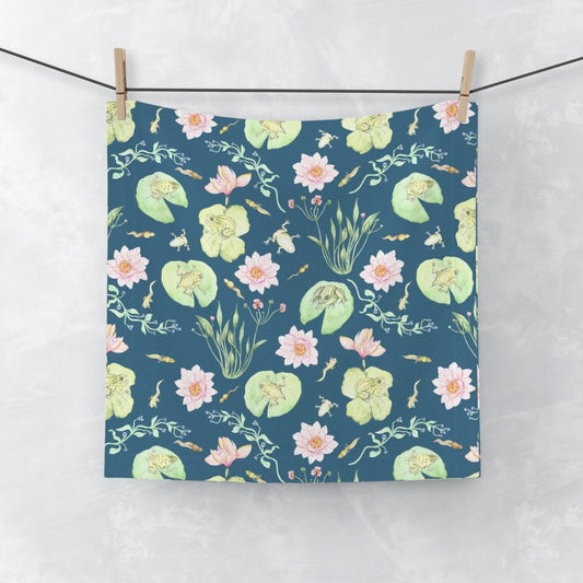 Frog Pond Evolution in Teal | Face Towel - Face Towel - Piccolo Fiore Prints