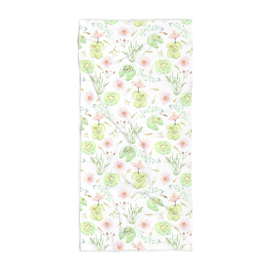 Frog Pond Evolution in White | Beach Towel - Beach Towel - Piccolo Fiore Prints