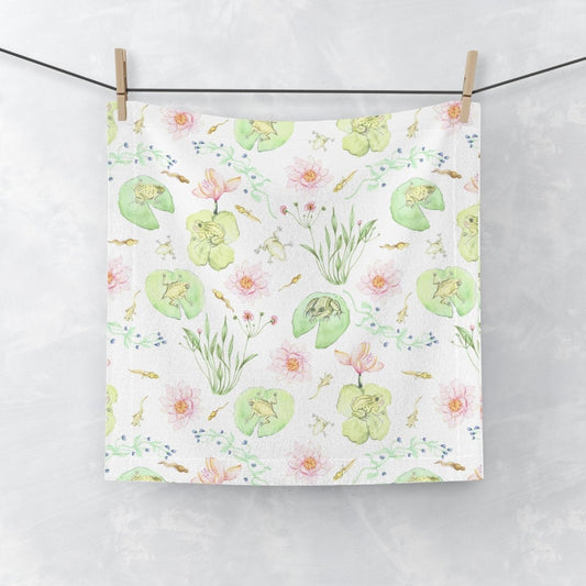 Frog Pond Evolution in White | Face Towel - Face Towel - Piccolo Fiore Prints