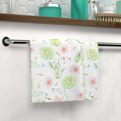 Frog Pond Evolution in White | Face Towel - Face Towel - Piccolo Fiore Prints