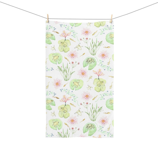 Frog Pond Evolution in White | Hand Towel - Hand Towel - Piccolo Fiore Prints