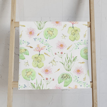 Frog Pond Evolution in White | Hand Towel - Hand Towel - Piccolo Fiore Prints