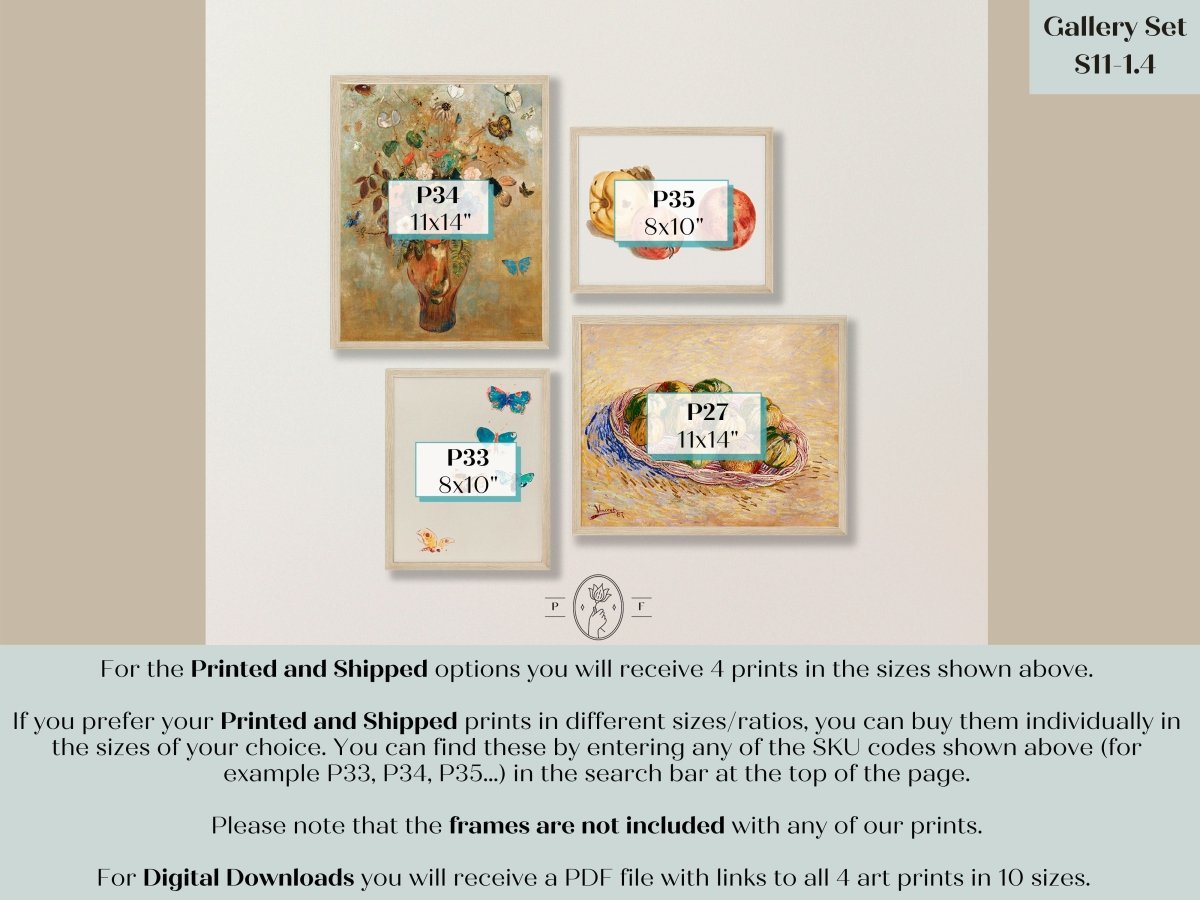 Fruit, Flowers and Butterflies | Gallery Wall Set | 4 Prints | S11 - 1.4 - Gallery Wall Set - Piccolo Fiore Prints