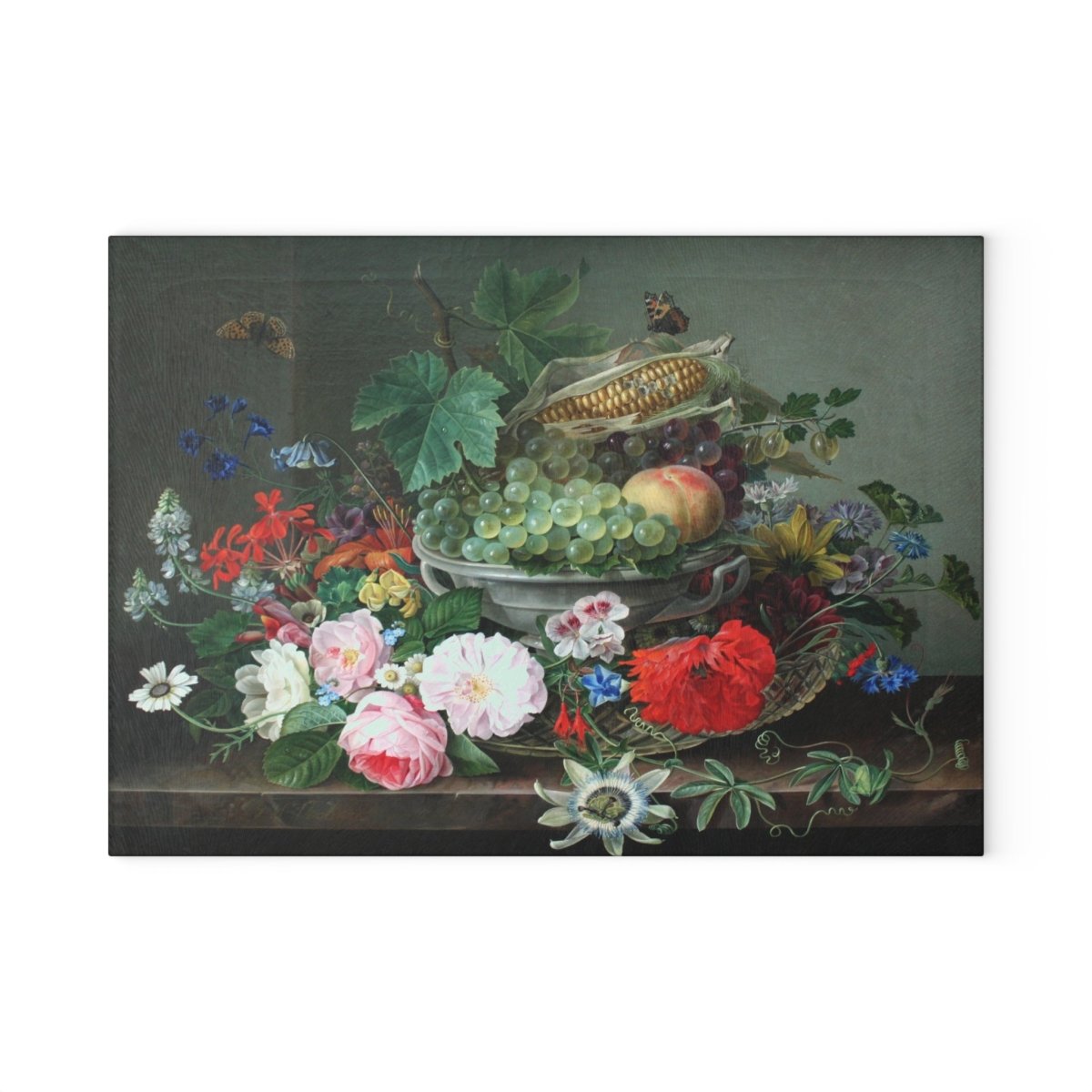 Fruit, Flowers and Corn | Glass Chopping Board - Glass Chopping Board - Piccolo Fiore Prints